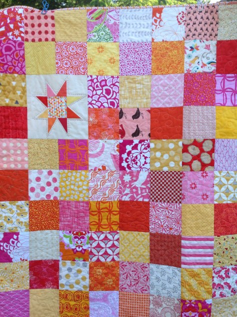 charm squares + a wonky star