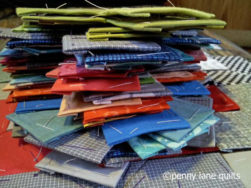 stack of epp plus units by Marla Varner, penny lane quilts