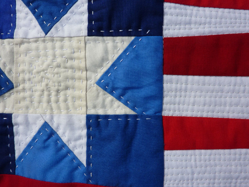 detail of hand quilting