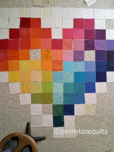 rainbow pixelated heart, Marla Varner, pennylanequilts