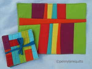 bright mug rug and coaster set